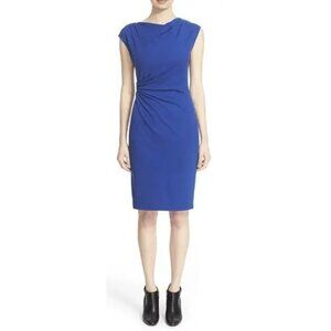 LAFAYETTE 148 Royal Blue Ponte Drape Neck Sheath Dress Career - Size US 12